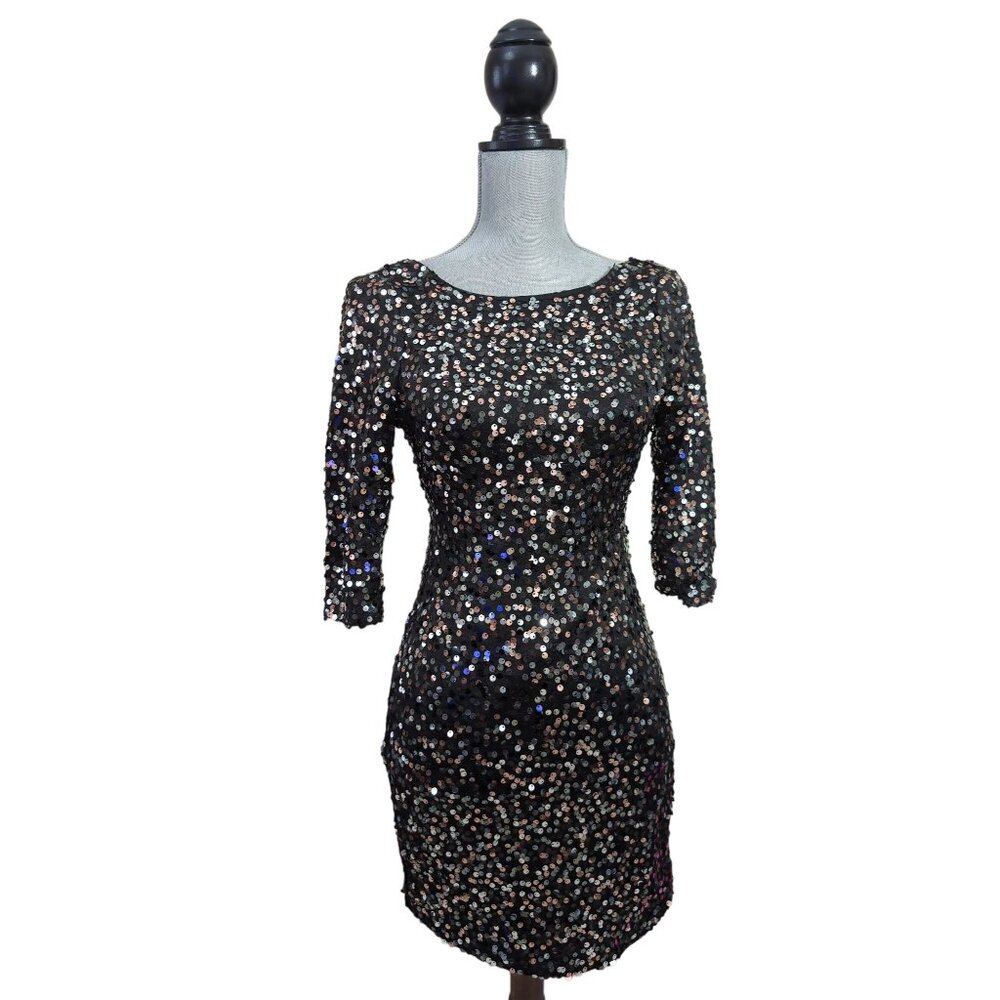 Crystal Doll Sequin Dress Womens S‎ Black Glam Event Hoco Holiday Party